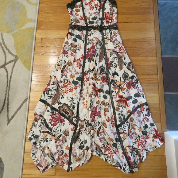 Lace-Trim A-Line Dress - By Anthropologie - Size 8 - Floral/Lined/Pockets - Picture 2 of 7